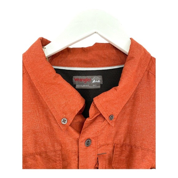 Wrangler Outdoor Mens 2X Long Sleeve Button Down Stash Zip‎ Pocket Burnt Orange - Picture 6 of 10